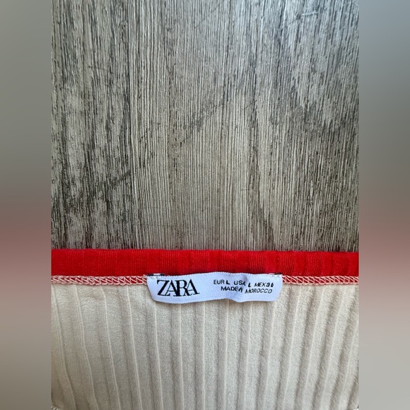 ZARA Red & Cream Colorblock Ribbed Tank - Picture 3 of 5